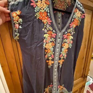 Johnny Was Grey Embroidered Tunic - XL